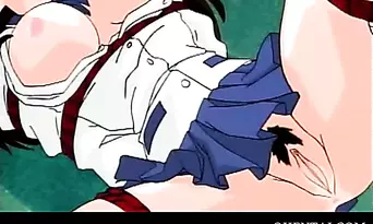 Roped Anime school nymph cumming hard