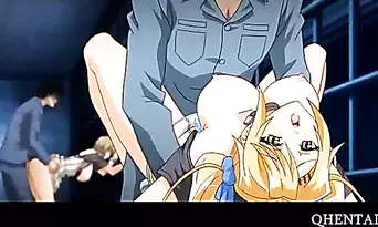 Caged Anime babe cuted into hardcore sex