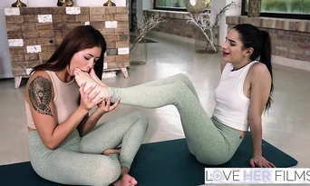 Lesbian Yoga Couple Candice Luciani And Sexy Lexy Pleases Each Other