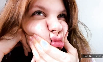 Brunette sexy skinny teen with super hot big booty ass